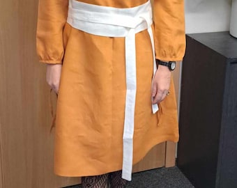 Obi belt in soft linen. White Corset belt. Wrap belt. Waist belt in White. Boho wide waist belt. Cool kimono belt