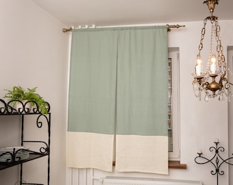 Japanese Linen Noren Curtain: Double Color Room Divider