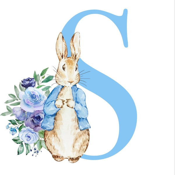 Peter Rabbit Initial Nursery Wall Art Download