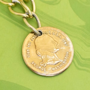Vintage George Washington Coin Gold Tone Necklace 42 inch - W18