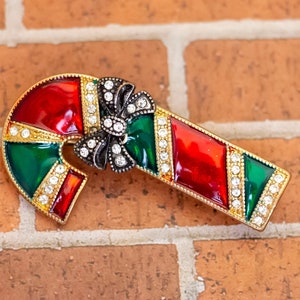 Vintage Candy Cane Christmas Ribbon Brooch - W24