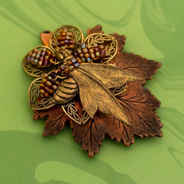 Vintage Tribal Intricate Leaf Brooch by Cara Stimmel - W1