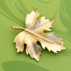 Vintage Natur Gold Ton Ahorn Blatt Brosche - W1