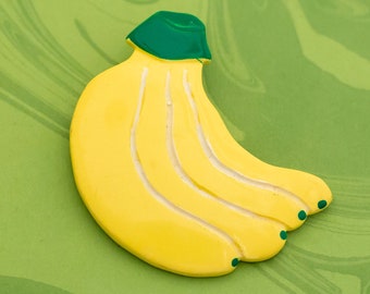 Vintage Ceramic Cute Yellow Banana Brooch - W1