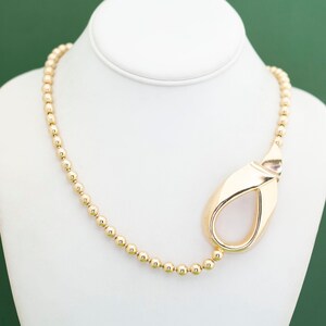 Vintage Ribbon Sphere Beads Gold Tone Necklace 30 inch - W22