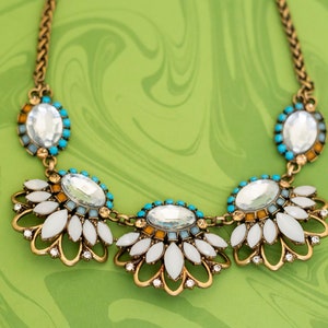 Vintage Mermaid Floral Bib Necklace 18 inch - W11