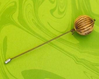 Vintage Gold Tone Sphere Hat Pin - W22