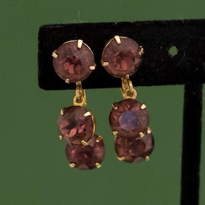 Vintage Art Deco Circle Blood Stones Screwback Earrings - W4