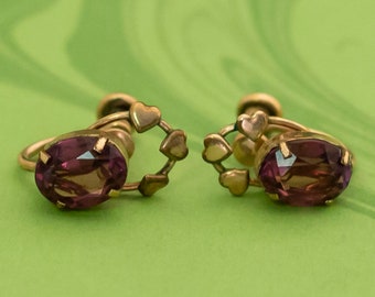 Vintage Gold Filled Art Deco Blood Stone Screwback Earrings - W4