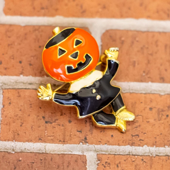 Jewelry  Vintage Happy Halloween Mummy Jack O Lantern Brooch