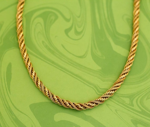 Vintage Spiral Twirl Gold Tone Chain Necklace 23 … - image 1