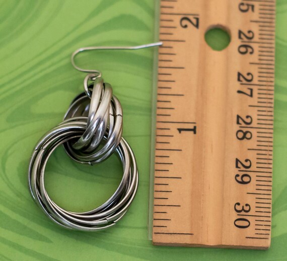 Vintage Vortex Multi Ring Silver Tone Dangle Earr… - image 2