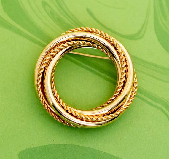 Vintage Dragon Spiral Intricate Ring Gold Tone Br… - image 1