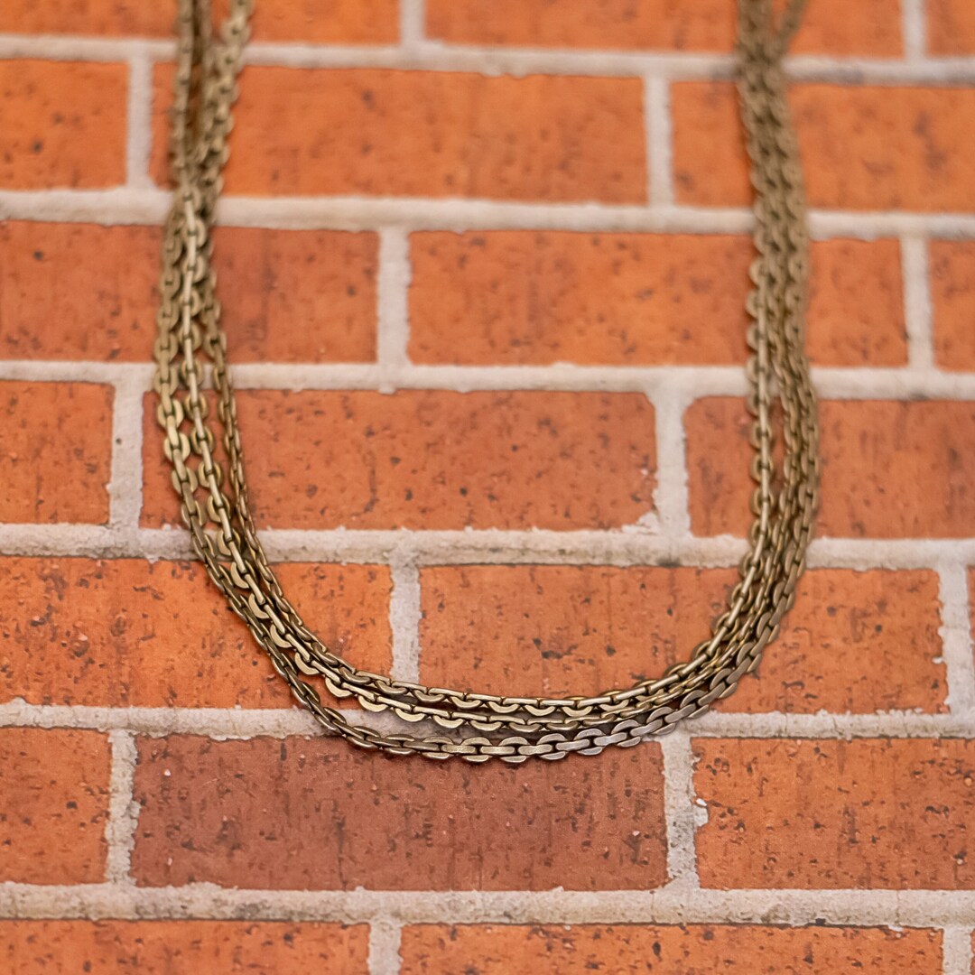 15 Inch Vintage Cable Square Links Gold Tone Choker Necklace Etsy