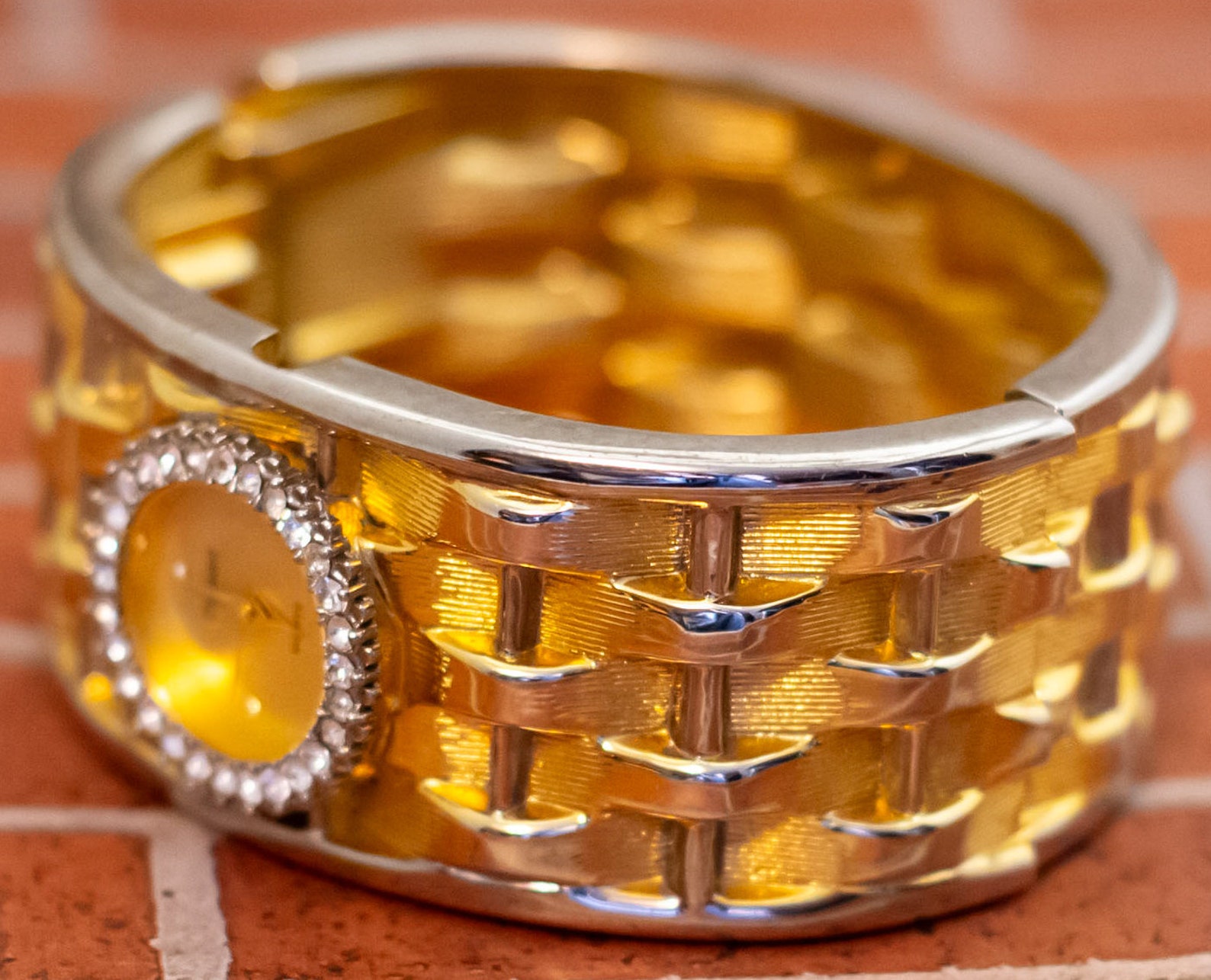 7 Inch, Vintage Chain Link Bangle Rhinestone Watch - WX9 - Etsy