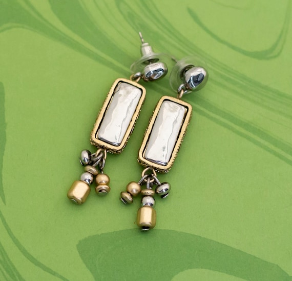Vintage Geometric Long Rectangular Dangle Earring… - image 1