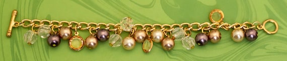 Vintage Art Nouveau Elven Spheres Gold Tone Beade… - image 2