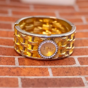 7 inch, Vintage Chain Link Bangle Rhinestone Watch - WX9
