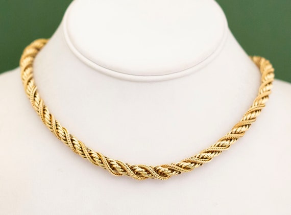 Vintage Spiral Twirl Gold Tone Chain Necklace 23 … - image 2
