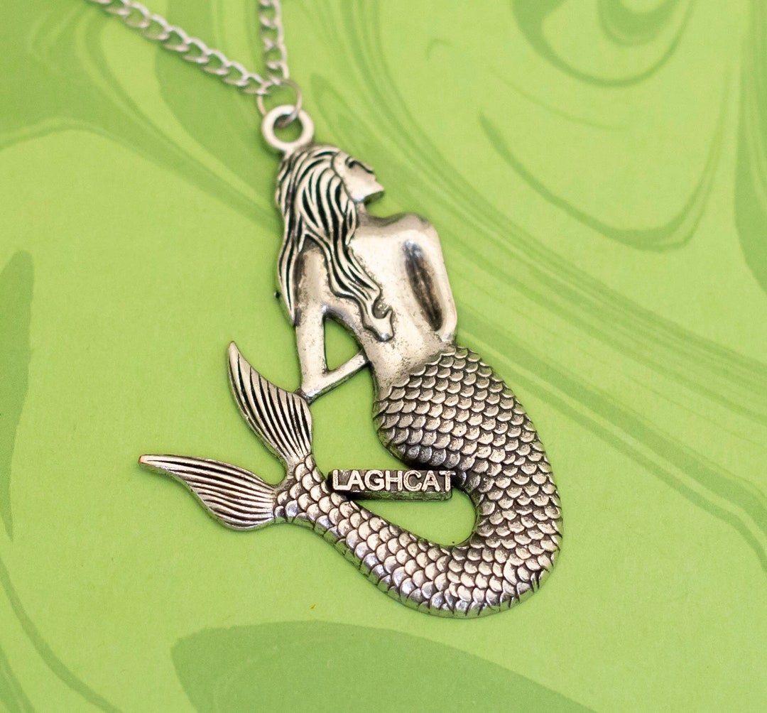 Vintage Silver Tone Fantasy Mermaid Pendant Elegant Necklace 27 Inch by Laghcat W12 Etsy