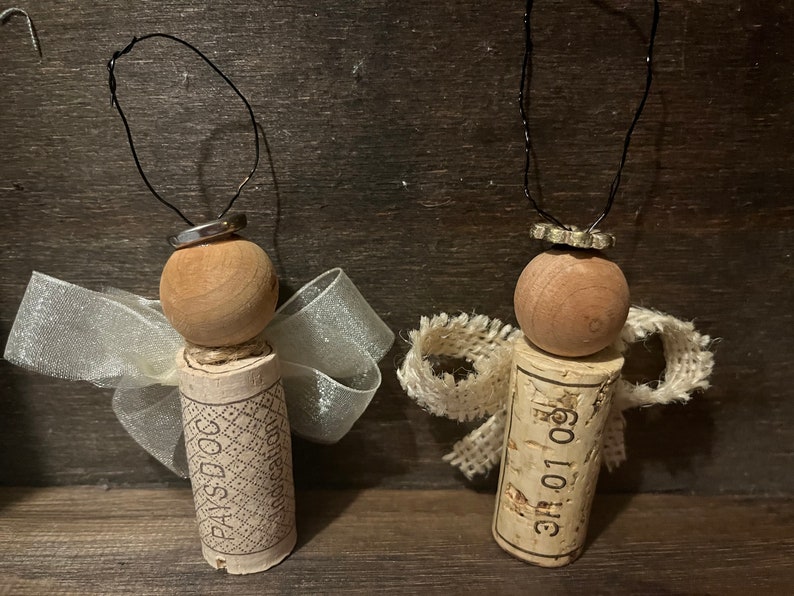 Set of 5 Wine Cork Angels Christmas Ornaments Decorations Etsy
