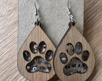 Paw Print Inlay Earring SVG file