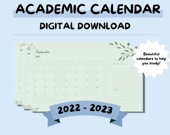 Calendario accademico Sage Green 2022-2023 - Download di 12 pagine!