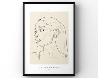 Poster: Ariana Grande (One-Line | Line-Art | Abstraktes Portrait | Kunst-Druck | Wand-Kunst)