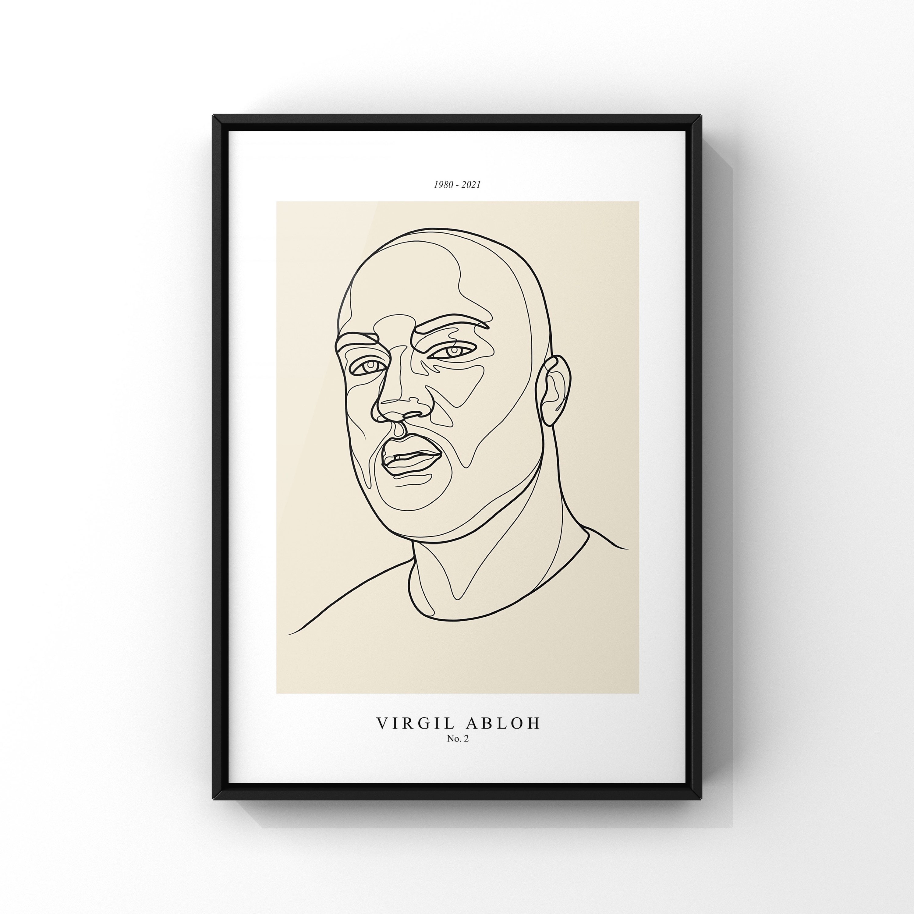 Poster: Virgil Abloh (One-Line | Line-Art | Abstraktes Portrait |  Kunst-Druck | Wand-Kunst)