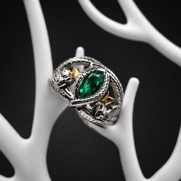 Aragorns Ring van Barahir, Lord of the Rings Hobbit Ring Prop Replica, Messing, Sterling 925 Zilver, Handgemaakt, Lord of the Rings Prop Hobbit Metaal