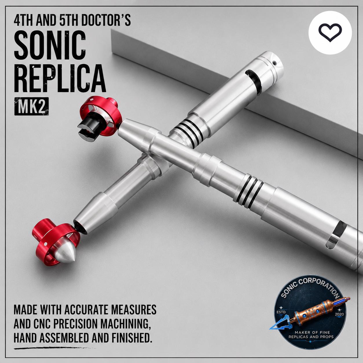 Fourth Fifth Doctor Who Sonic Screwdriver Metal Replica Prop