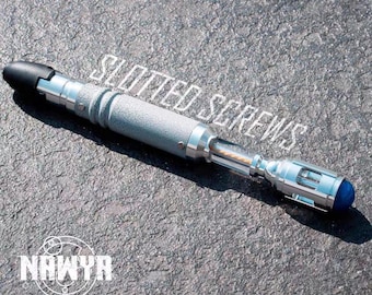 10th Doctor Who Sonic Screwdriver Prop Replica: Brass, Aluminum Alloy, Crackle Finish