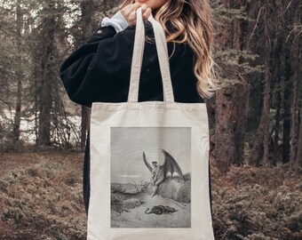 Fourre-tout art gothique - sac fourre-tout sombre Academia - sac fourre-tout léger Academia - sac fourre-tout livresques - sac fourre-tout sorcière - art de sac fourre-tout - cadeau pour elle et lui