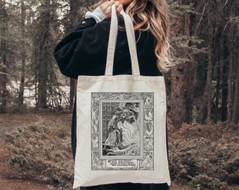 Fourre-tout art gothique - sac fourre-tout sombre Academia - sac fourre-tout léger Academia - sac fourre-tout livresques - sac fourre-tout sorcière - art de sac fourre-tout - cadeau pour elle et lui