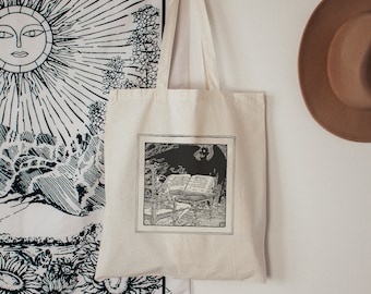 Gothic Art Tote - Dark Academia Tote Bag - Light Academia Tote Bag - Bookish Tote Bag - Witchy Tote Bag - Tote Bag Art - Gift for Her & Him