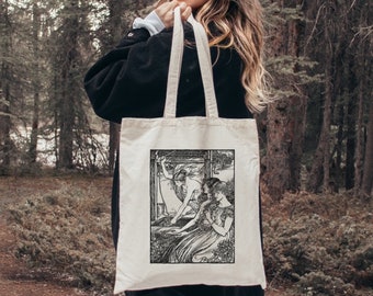 Gothic Art Tote - Dark Academia Tote Bag - Light Academia Tote Bag - Bookish Tote Bag - Witchy Tote Bag - Tote Bag Art - Gift for Her & Him