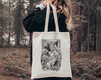 Gothic Art Tote - Dark Academia Tote Bag - Light Academia Tote Bag - Bookish Tote Bag - Witchy Tote Bag - Tote Bag Art - Artsy Aesthetic