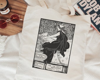 Fourre-tout art gothique - sac fourre-tout sombre Academia - sac fourre-tout léger Academia - sac fourre-tout livresques - sac fourre-tout sorcière - art de sac fourre-tout - esthétique artsy