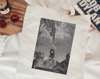 Vintage Book Illustration Tote - Dark Academia Tote Bag - Light Academia Tote Bag - Dark Art Tote Bag - Death of Ms Blanchard Tote Bag
