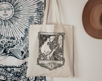 Shakespeare Sonnet Illustration Tote – Dark Academia Book Bag
