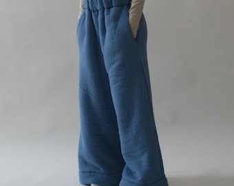 Blue Homebody Sweatpants – Sherpa Lined, Heavyweight Cozy Loungewear & Streetwear Blanket Pants | Comfy, Relaxed Fit, Home and Street Style