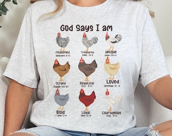 Chicken sweatshirt, God says I am shirt, Women's Chicken crewneck, Farm animals sweater, Chicken mom gift, Farmer sweater, Chicken lover tee