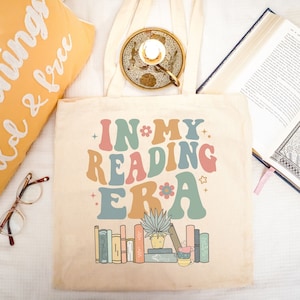 In my reading era, Literary tote bag, Bookish era tote, Book club tote, Book lover gift, Booktok bag, Reuseable shopping bag, Bookworm bag