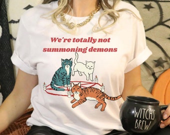 Cat cult shirt, Cat pentagram shirt, Cats summoning demons shirt, Funny cat shirt, Occult shirt, Spooky kitty cat shirt, Satanic cat shirt