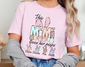 Custom Mimi Easter shirt, Personalized Mimi shirt with grandkids names, Custom gift for mom, Easter tshirt, Personalized Easter crewneck tee