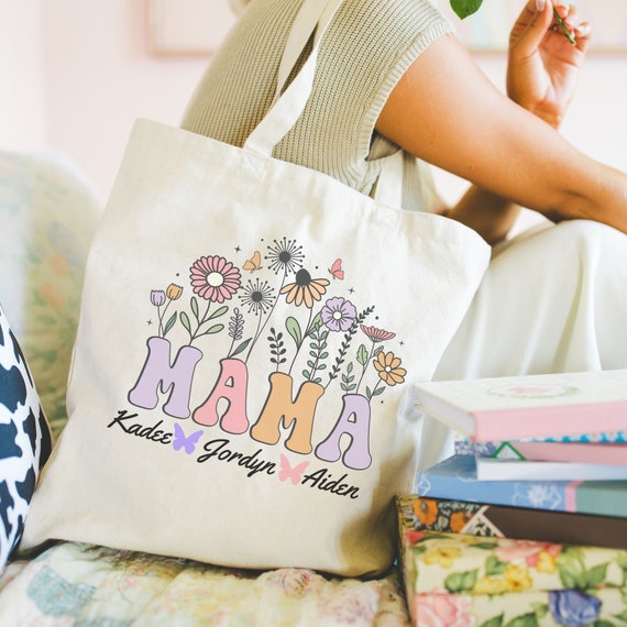 "Best G.G. Ever" Canvas Tote Bag - Grandma Gift, 17"x12.6"x7.9" Heavy Duty Cotton Bag