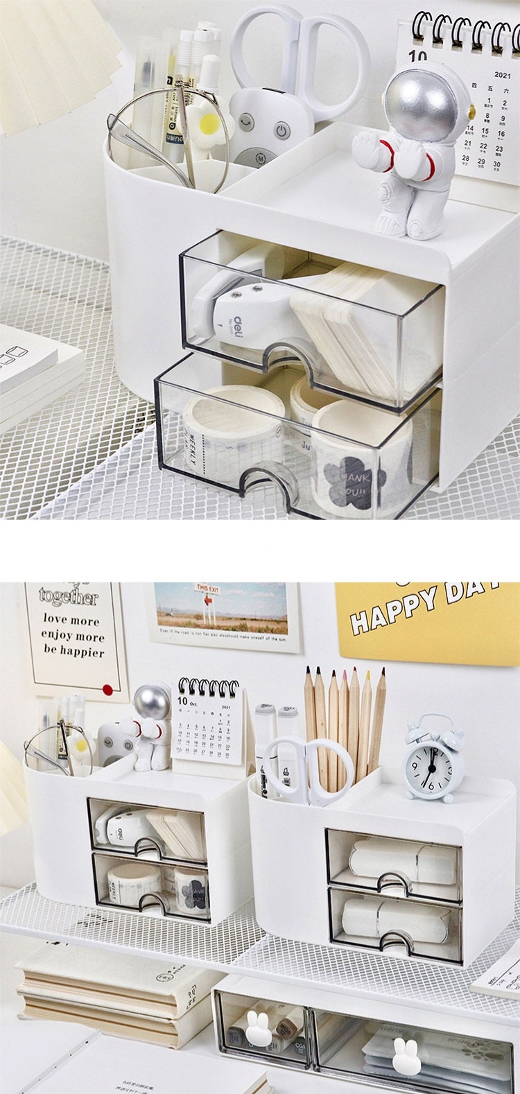 Compact Desk Organiser With Built-in Drawers 3 Colours 