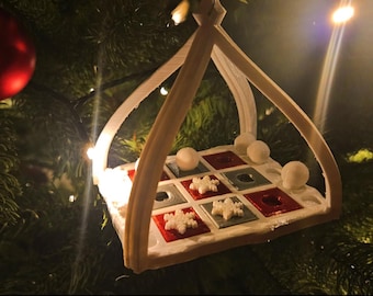Adorno navideño de tres en raya jugable STL / Fácil impresión 3D - Sin soportes / Sin IA / ARTÍCULO DIGITAL