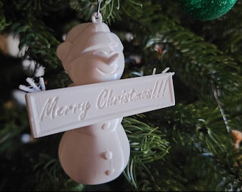 Adorno navideño de muñeco de nieve en formato STL / Fácil impresión 3D - Sin soportes (Artículo digital - Sin IA)