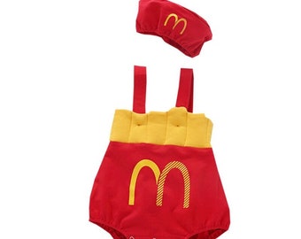 Cute Baby Costume Halloween Fries Potatoes Fast Food Burger Outfit Newborn 0-3 years Toddler